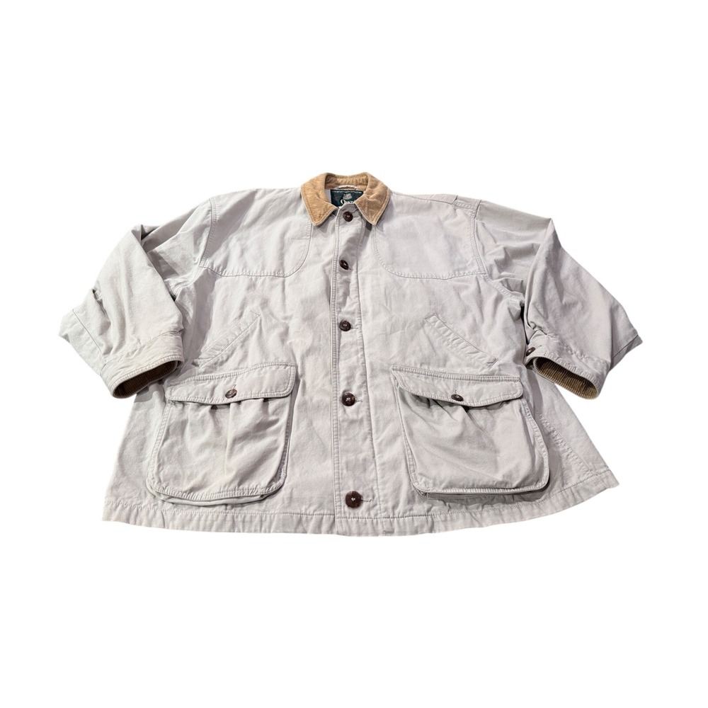 Orvis Vintage Mens Tan Barn Coat Corduroy Chore Jacket Collar Hong Kong XL 3h1